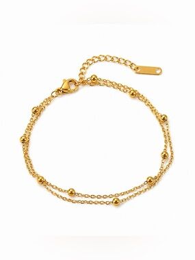 18K Gold Plated Double Layer Beaded Bracelet